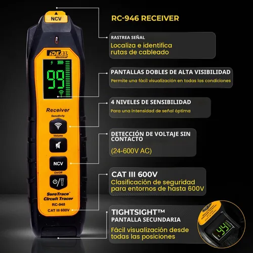 Vista 3 de Ideal eléctrico SureTrace Plus trazador de circuitos, herramienta