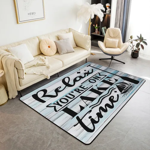 Vista 13 de Lake House - Alfombra rústica de 3 x 5 pies para niños, para sala de estar, para niños y niñas, decoración de reglas del lago, alfombra decorativa
