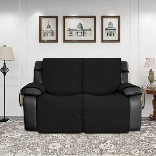 Vista 2 de Easy-Going Funda impermeable para sofá biplaza reclinable con bolsillo, funda de sofá reversible de 1 pieza para sillón reclinable de 2 asientos