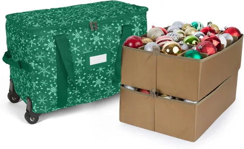 Vista 104 de Covermates Keepsakes Bolsa de almacenamiento ajustable para adornos, con asas de transporte, protección acolchada, ruedas dobles, almacenamiento
