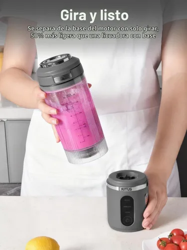 Vista 2 de RITUS VORTEX Pro - Licuadora portátil con recipiente extraíble para licuadoras de hielo, 3 programas, sin BPA, de 20 onzas, anillo magnético, apto