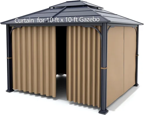 Vista 3 de Cortina Universal de Repuesto para Privacidad de Gazebo - Wonwon Panel de Privacidad con Toldo y Cierre para Gazebo al Aire Libre de 10 x 10 Pies