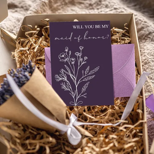 Vista 5 de Spakon 16 piezas de tarjetas "¿Serás mi dama de honor?" con sobres, estilo acuarela, floral, propuesta nupcial, dama de honor, matrona de honor