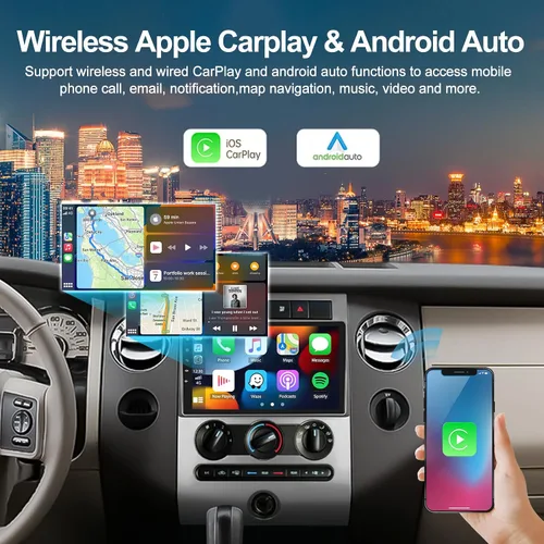 Vista 3 de 4G+64G Radio de coche estéreo para Ford Expedition 2007-2014 con CarPlay inalámbrico Android Auto 9 "Pantalla táctil Radio Android 13 Estéreo