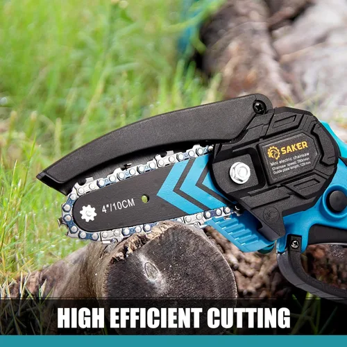 Vista 4 de Saker Mini motosierra, motosierra eléctrica portátil inalámbrica y Saker Mini motosierra inalámbrica de 6 pulgadas 2023 con interruptor de bloqueo