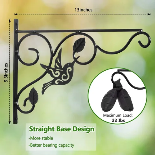 Vista 3 de Vumdua Soporte para plantas colgantes, paquete de 2 ganchos de pared de 12 pulgadas con tornillos de hierro incluidos, colgador decorativo