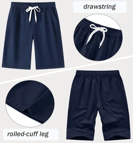 Vista 3 de Msmsse Bermudas hasta la rodilla para mujer, pantalones cortos largos de algodón para entrenamiento atlético y caminar
