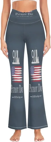 Vista 2 de Patriots Day USA Never Forget Flare Pants Leggings for Women Wide Leg Leggings with Tummy for Joggers Fitness Yoga S