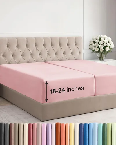 Vista 134 de Sábana bajera ajustable extra profunda Twin XL – Sábana bajera individual de lujo de hotel solamente – Se adapta fácilmente a colchones de 18 a 24