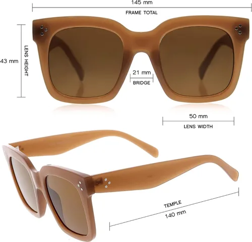 Vista 15 de zeroUV - Gafas de sol cuadradas retro de moda de gran tamaño para mujer estilo vintage 1.969 pulgadas