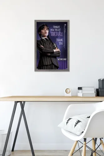 Vista 6 de Trends International Wednesday - Póster de pared de tortura, 14.72 x 22.37 pulgadas, versión enmarcada de madera de granero