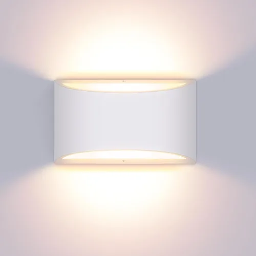 Vista 25 de Juego de 2 apliques de pared LED modernos negros con cable para interiores, luces de montaje en pared arriba y abajo, para sala de estar