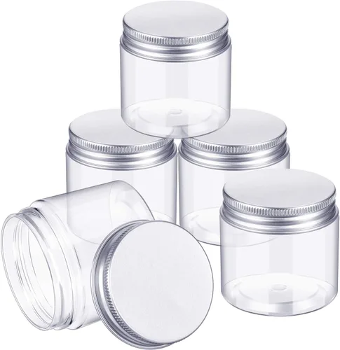 Vista 7 de Satinior Paquete de 12 tarros de plástico de 3 onzas con tapas, boca ancha, rellenables, a prueba de fugas, reutilizables, transparentes, redondos