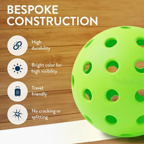 Vista 6 de Outdoor Pickleball Balls USAPA Approved for Tournament Play 6 12 48 Packs Durable 40-Hole Design Ideal for All Skill Levels Pickleball Accessories
