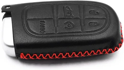 Vista 4 de Funda de cuero con 5 botones para Dodge Journey Durango Challenger Charger Jeep Grand Cherokee Chrysler 300 (negro)
