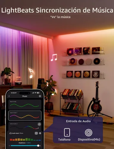Vista 6 de Lepro S2 AI Smart LED tira enciende 16.4FT RGB+CCT WiFi Bluetooth para el sitio 2700K-5700K tunable white,AI lighting designer,Rainbow chasing
