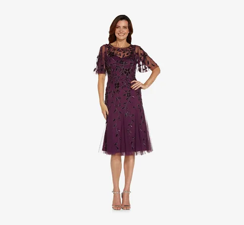 Vista 10 de Adrianna Papell Elegante vestido midi con cuentas para mujer