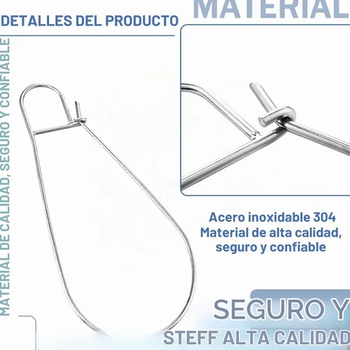 Vista 3 de 4 piezas de clip de pescado, cordón de pesca resistente, hebilla de bloqueo de pescado de liberación rápida, cordón de núcleo de acero inoxidable