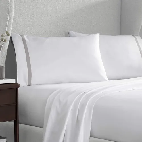 Vista 4 de Martex Par de fundas de almohada ultra suaves con dobladillo de la serie 2000, King, gris claro