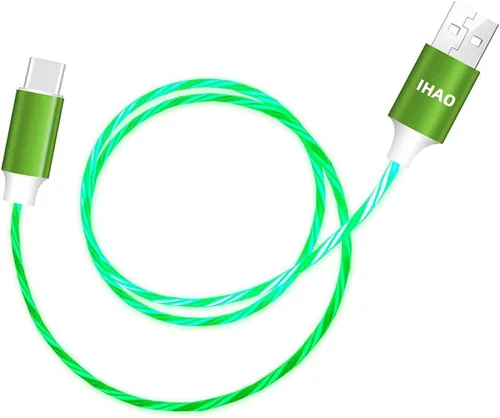 Vista 28 de IHAO Cable de carga multipuerto, 3 combinaciones en un cable USB A a USB C/Micro USB PD, cable de carga rápida iluminado LED que fluye compatible