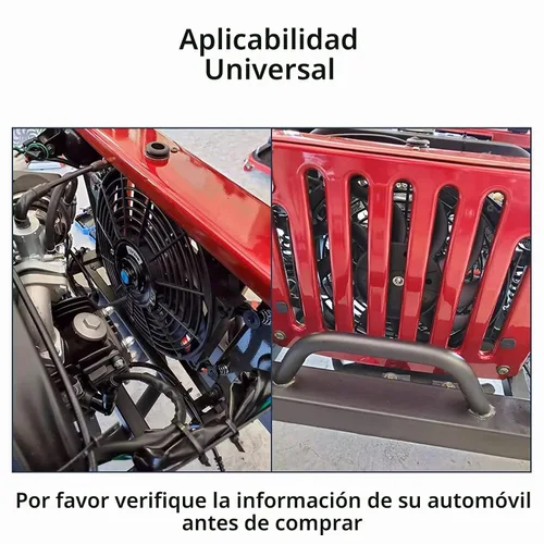 Vista 3 de Juego de 2 ventiladores eléctricos universales delgados, tire/empuje, 7 pulgadas, negro, 12V 80W, kit de montaje de alto rendimiento para radiador