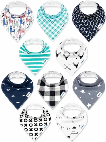 Vista 20 de KiddyStar Organic Cotton Baby Drool Bibs Soft, Adjustable, Absorbent, Unisex Teething Bandana Bibs for Babies