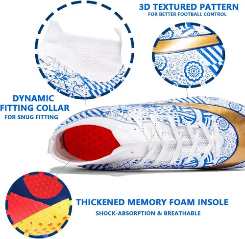 Vista 3 de HESBITEUL Zapatos de fútbol cómodos para hombre, para exteriores, interiores, para niños, para estudiantes de fútbol, zapatos deportivos de alta