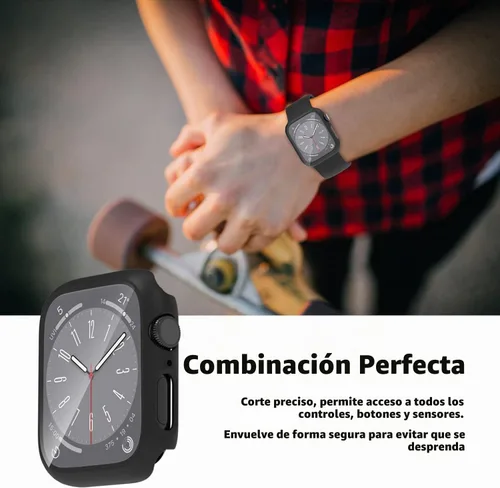 Vista 4 de Paquete de 2 fundas para Apple Watch 40mm SE Series 6/5/4/SE 2ª generación con protector de pantalla de vidrio templado, funda protectora completa