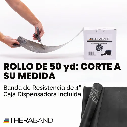 Vista 2 de THERABAND Banda de resistencia, rollo de 50 yardas, banda elástica de látex para ejercicio, estiramiento, terapia física, yoga, pilates