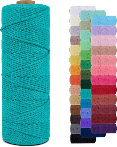 Vista 133 de Cordón de macramé de 0.079 pulgadas, cuerda de algodón natural de 109 yardas, hilo de cuerda de macramé para manualidades, ganchos de pared