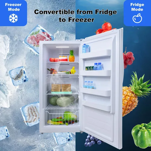 Vista 3 de SMETA Congelador vertical de 13.8 pies cúbicos, refrigerador convertible de pie en posición vertical sin escarcha, refrigerador profundo sin