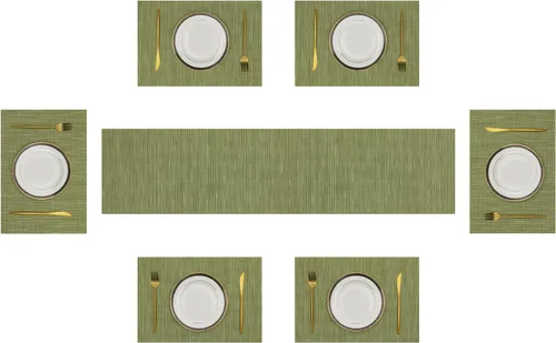 Vista 45 de SHACOS - Caminos de mesa de vinilo tejido, lavables, para uso en interiores o exteriores, fáciles de limpiar
