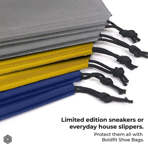 Vista 6 de Boldfit Bolsas de zapatos para artículos esenciales de viaje, fundas portátiles para almacenamiento de zapatos a prueba de polvo para embalaje
