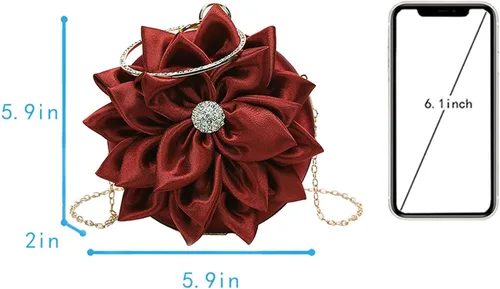 Vista 4 de Buddy - Bolso de mano de satén suave para mujer, con forma de rosa, para boda, fiesta