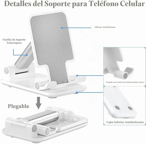 Vista 4 de Meetuo 2 piezas de soporte para teléfono celular, soporte para teléfono de altura de ángulo ajustable para escritorio, soporte para teléfono