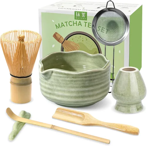 Vista 10 de JBER Matcha Set, 7PCS Matcha Whisk Set with Bamboo Whisk for Matcha Starter Gradiente verde claro