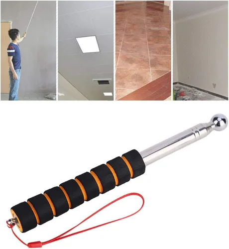 Vista 5 de Martillo de inspección para el hogar, acero inoxidable, plata, mango de esponja antideslizante, 51.18 pulgadas