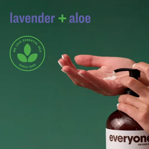 Vista 8 de Everyone - Loción 2 en 1 para manos/cuerpo, 32 onzas (paquete de 2) lavanda y aloe hecha con aceites esenciales para hombres y mujeres