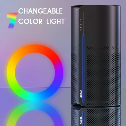 Vista 6 de Afloia Purificador de aire y humidificador 2 en 1, filtración silenciosa de 3 etapas para alergias de mascotas y humo, apagado automático, luz LED