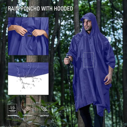 Vista 2 de Impermeable con capucha estilo poncho para hombres y mujeres
