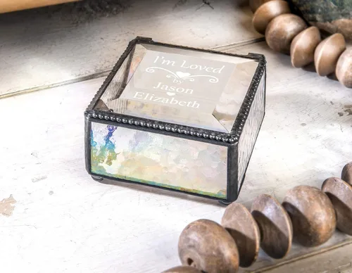 Vista 7 de Caja de joyería personalizada para regalo de mamá con grabado de cristal decorativo para vitrina de almacenamiento organizador de recuerdo para su