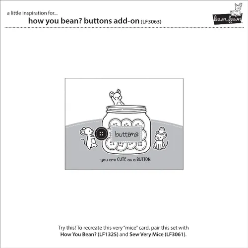 Vista 3 de Lawn Fawn LF3063 How You Bean? Botones Add-On 3X4 Clear Stamp Set