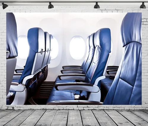 Vista 3 de Telón de fondo de tela de 5 x 3 pies para asientos de avión, fotografía de fondo, ventana de avión, interior, cabina, avión, decoración de fiesta