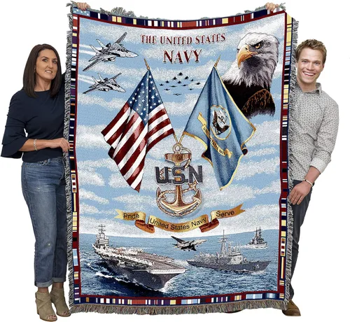 Vista 19 de Pure Country Weavers PCW - Manta fuerte de la Marina de los Estados Unidos, manta militar de regalo, tejida de algodón, fabricada en los Estados