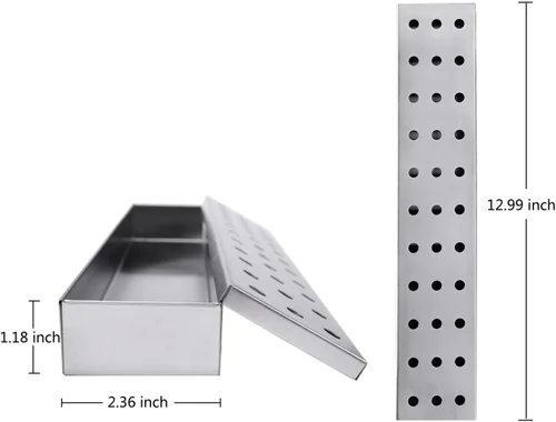 Vista 3 de Caja para ahumar barbacoa de acero inoxidable para asar a gas, funciona con astillas de madera, accesorios para parrilla y ahumador, caja