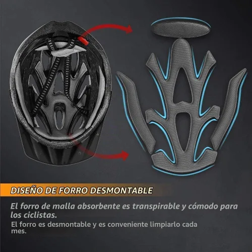 Vista 6 de JBM Casco de bicicleta, casco de bicicleta para hombres y mujeres, casco de bicicleta para adultos con visera