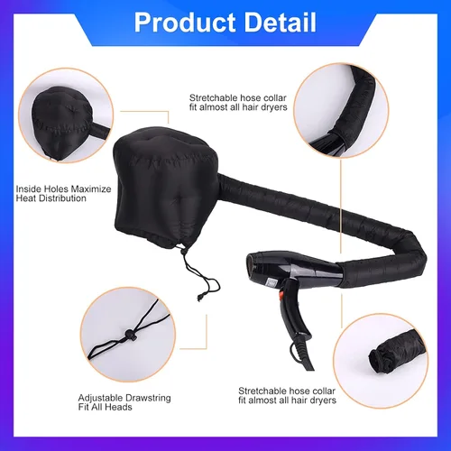 Vista 4 de Accesorio de secador de pelo suave con manguera, acelera el secado completo del cabello, no daña el cabello, fácil de usar, adecuado para todas