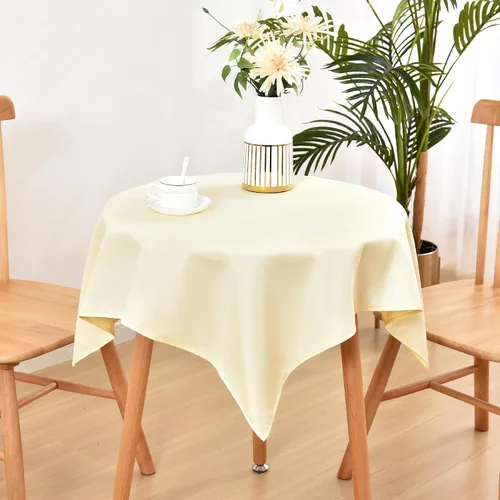 Vista 22 de Wolkemer - Paquete de 2 manteles cuadrados pequeños de 24x24 pulgadas, color beige, lavables, de tela, para cubierto de mesa de mesita de noche