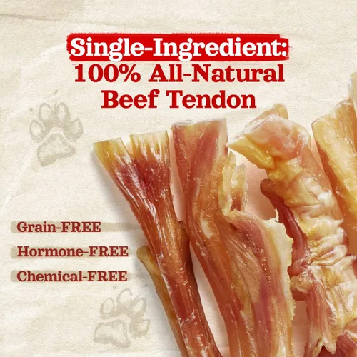 Vista 3 de Natural Farm Tendones de Res Extra Gruesos (9-12 pulgadas, paquete de 12), Condroitina Natural y Colágeno: Apoya las Articulaciones Saludables